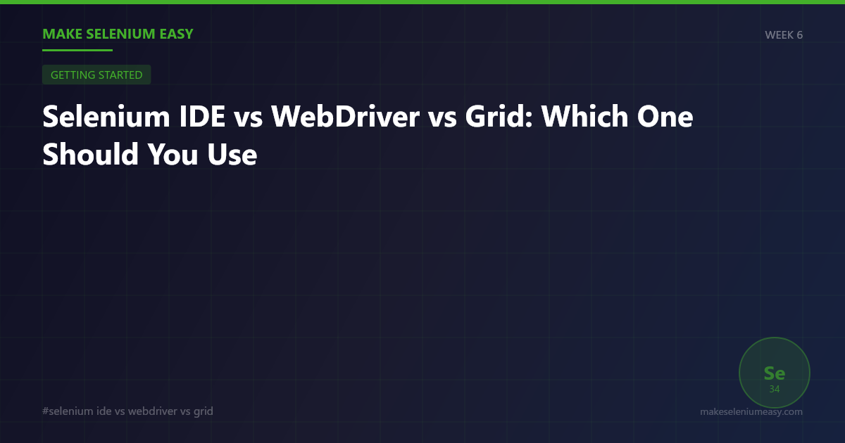 Selenium IDE vs WebDriver vs Grid: Which One Should You Use