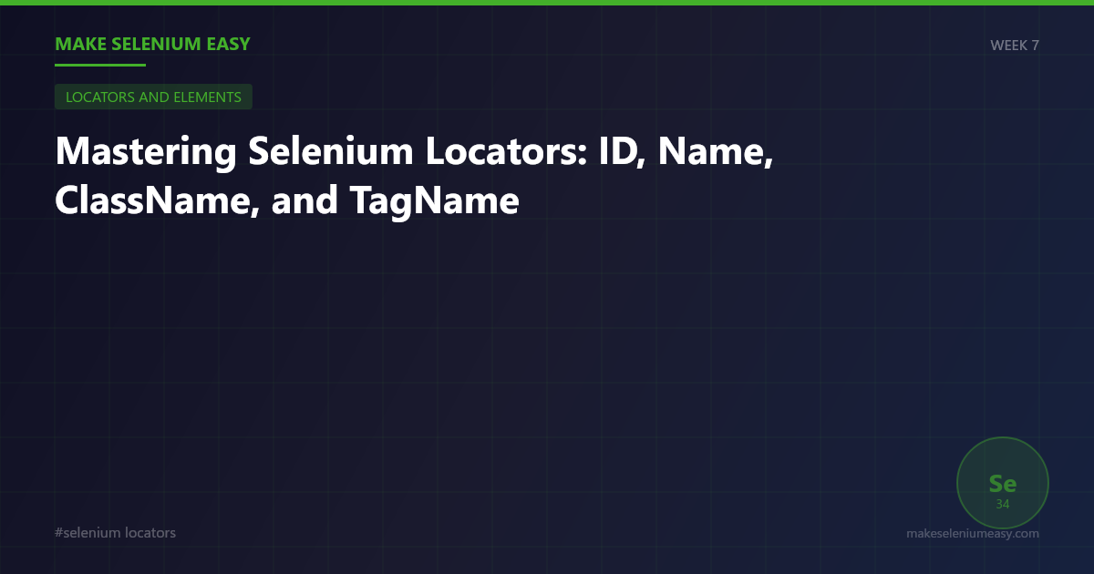 Mastering Selenium Locators: ID, Name, ClassName, and TagName