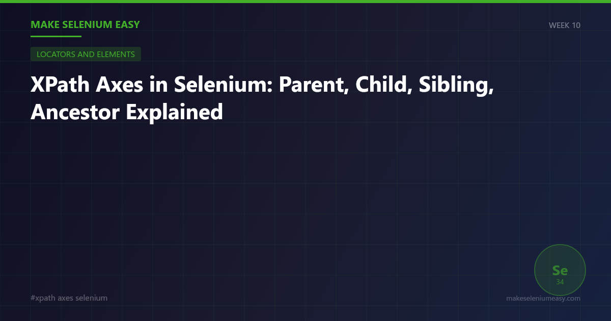 XPath Axes in Selenium: Parent, Child, Sibling, Ancestor Explained
