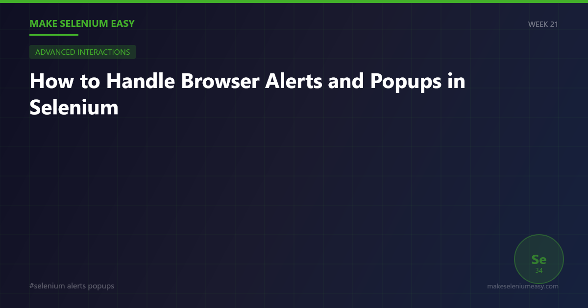 How to Handle Browser Alerts and Popups in Selenium