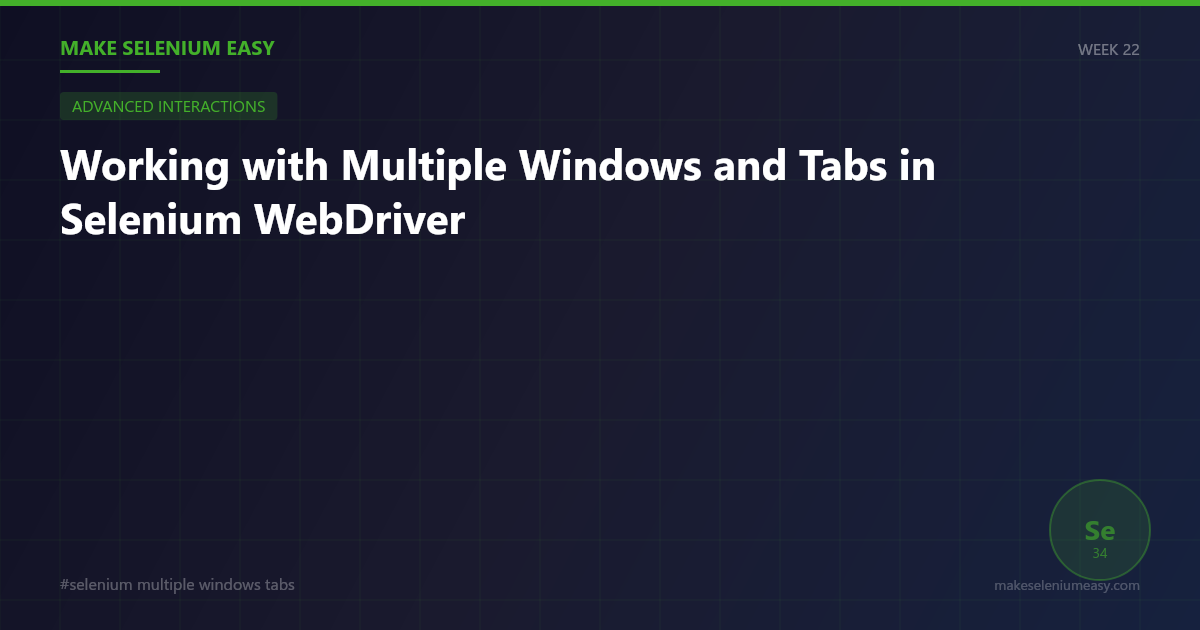 Working with Multiple Windows and Tabs in Selenium WebDriver