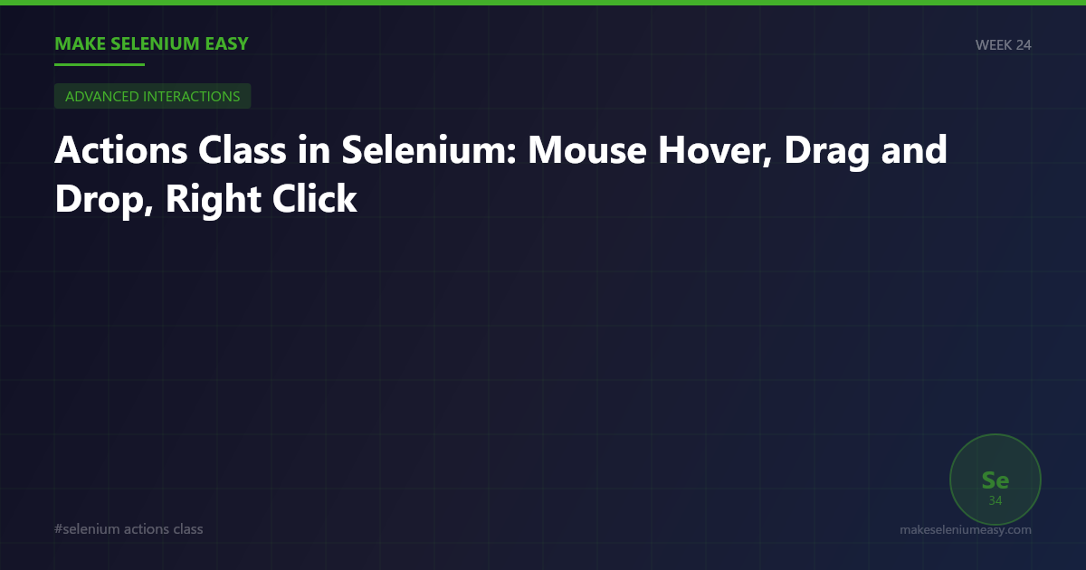 Actions Class in Selenium: Mouse Hover, Drag and Drop, Right Click